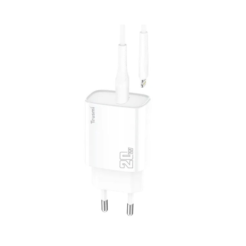 Sạc nhanh Trusmi PD20W Type C kèm cáp C TO L màu trắng US