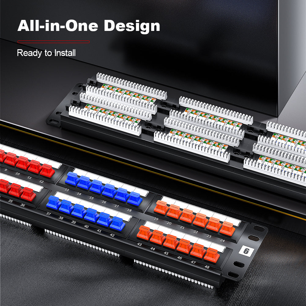Patch panel AMPCOM 2U 48 port (Cat5e) 50U - Hình 2