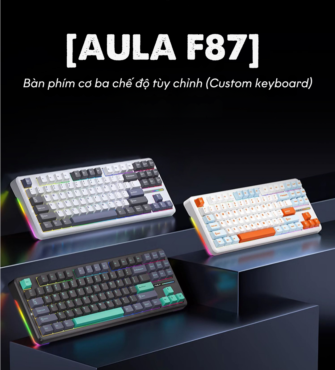 Bàn phím cơ gaming AULA F87 3 mode 1
