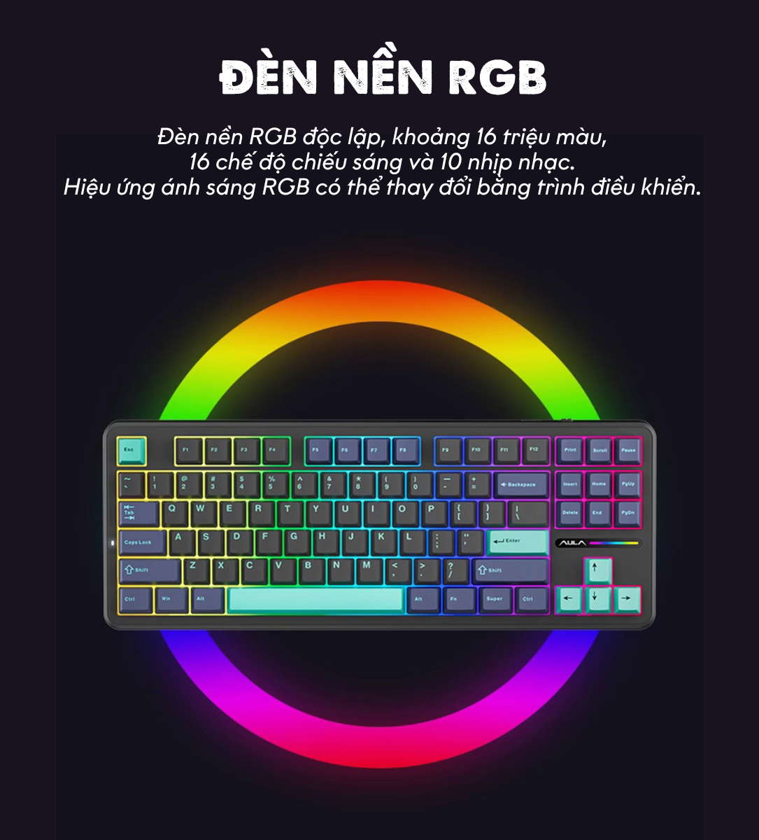 Bàn phím cơ gaming AULA F87 3 mode 12
