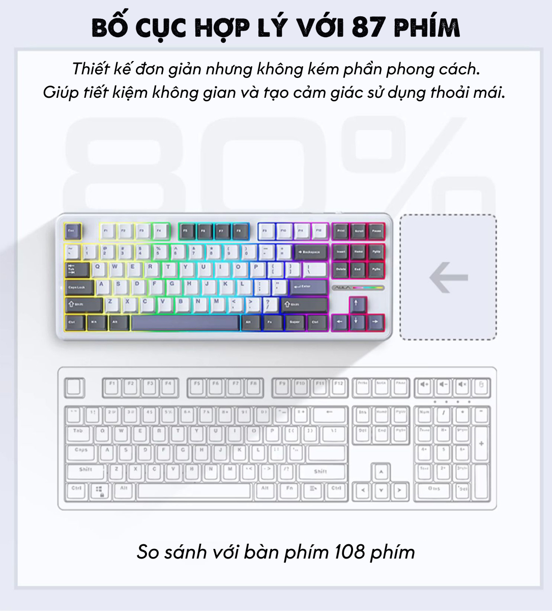 Bàn phím cơ gaming AULA F87 3 mode 3