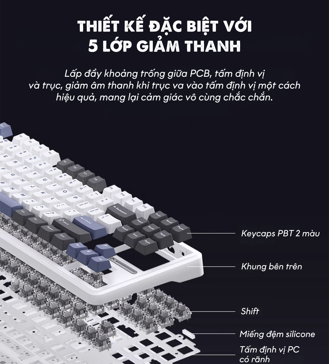 Bàn phím cơ gaming AULA F87 3 mode 4