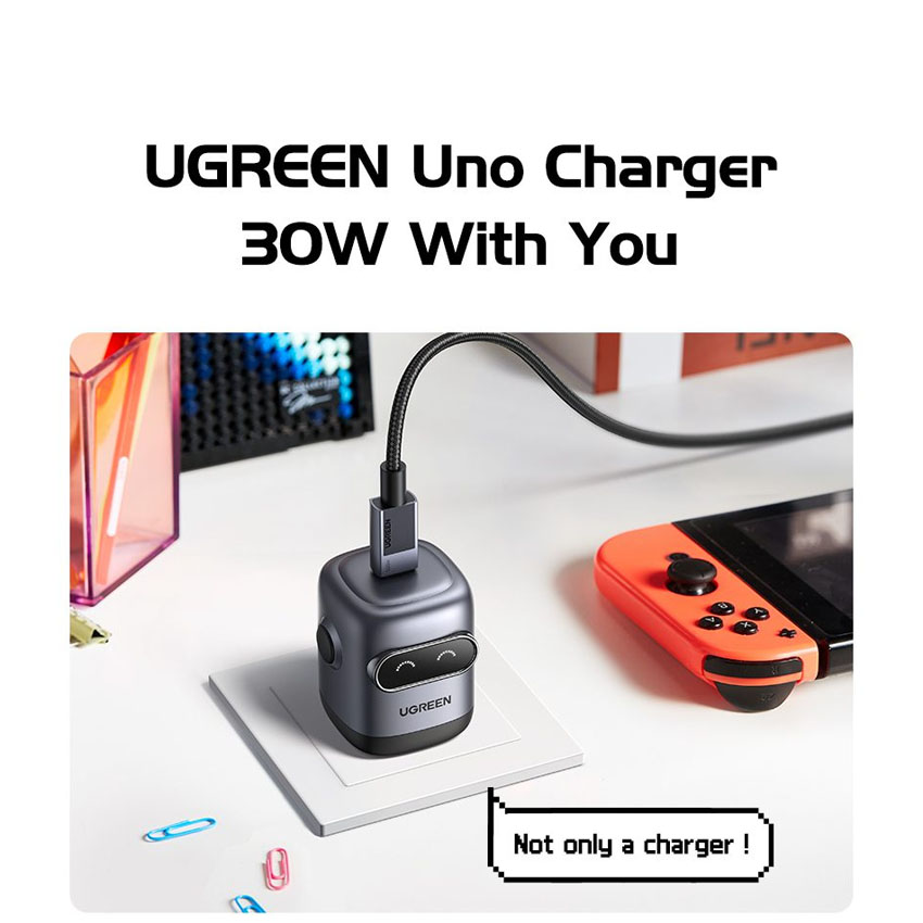 Củ sạc nhanh Ugreen GaN hình Robot 30W 1 cổng Type-C màu đen 45004 US 3
