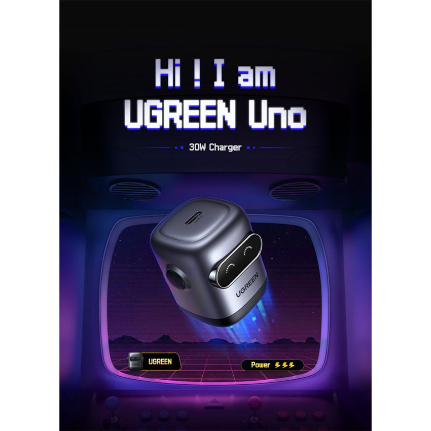 Củ sạc nhanh Ugreen GaN hình Robot 30W 1 cổng Type-C màu đen 45004 US 7