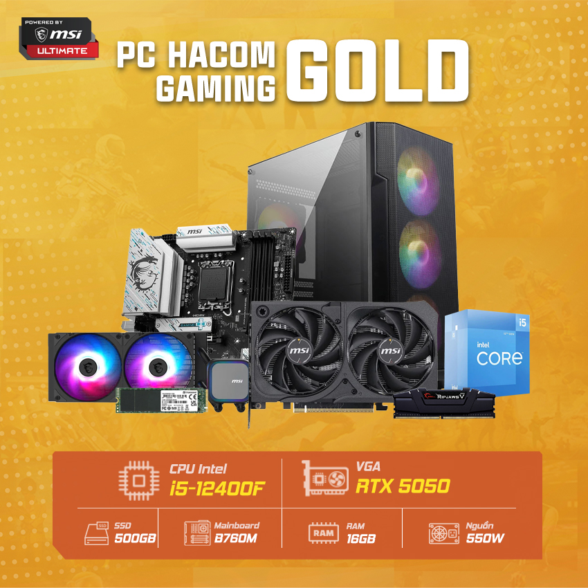 PC HACOM GOLD PRO 076 ( Intel i5 12400F / VGA RTX 5050 ) POWERED BY MSI