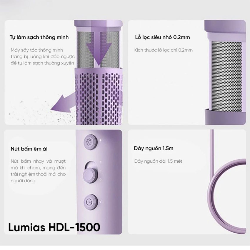 Máy Sấy Tóc Tốc Độ Cao Lumias HDL-1500 Pro - Màu Tím 1