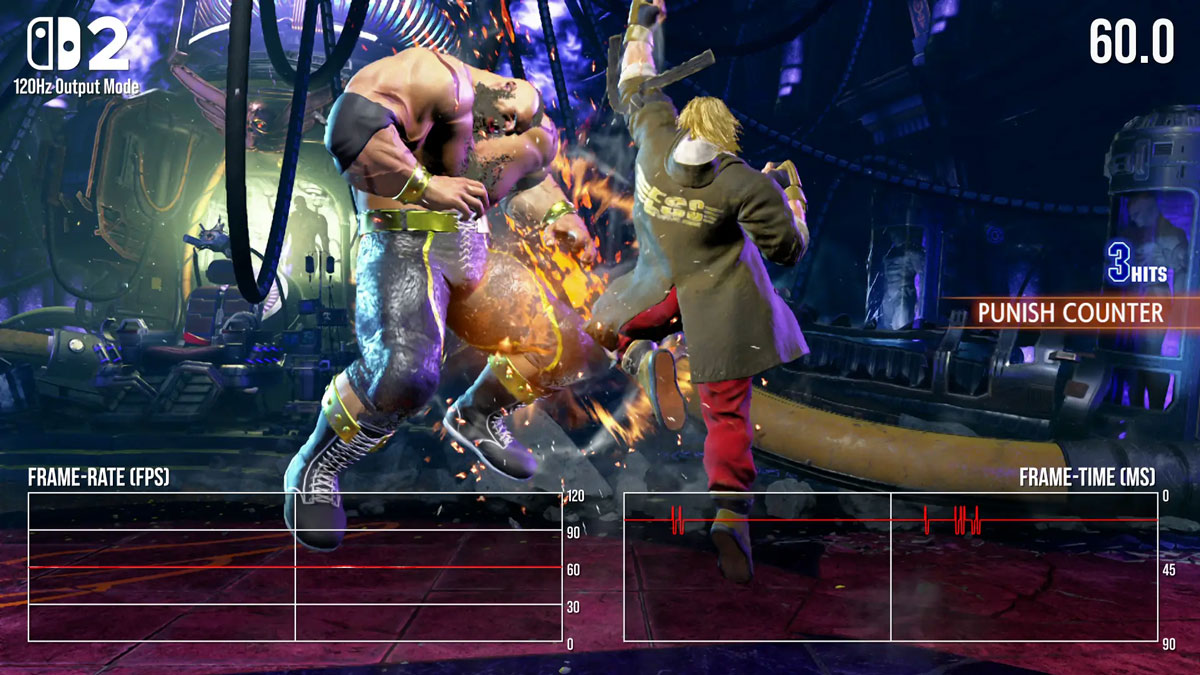 trải nghiệm chế độ 120Hz của Nintendo Switch 2 với Street fighter 6