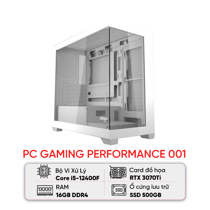 PC HACOM GAMING PERFORMANCE 001 (I5 12400F/B760M/16GB RAM/500GB SSD/RTX 3070 Ti)