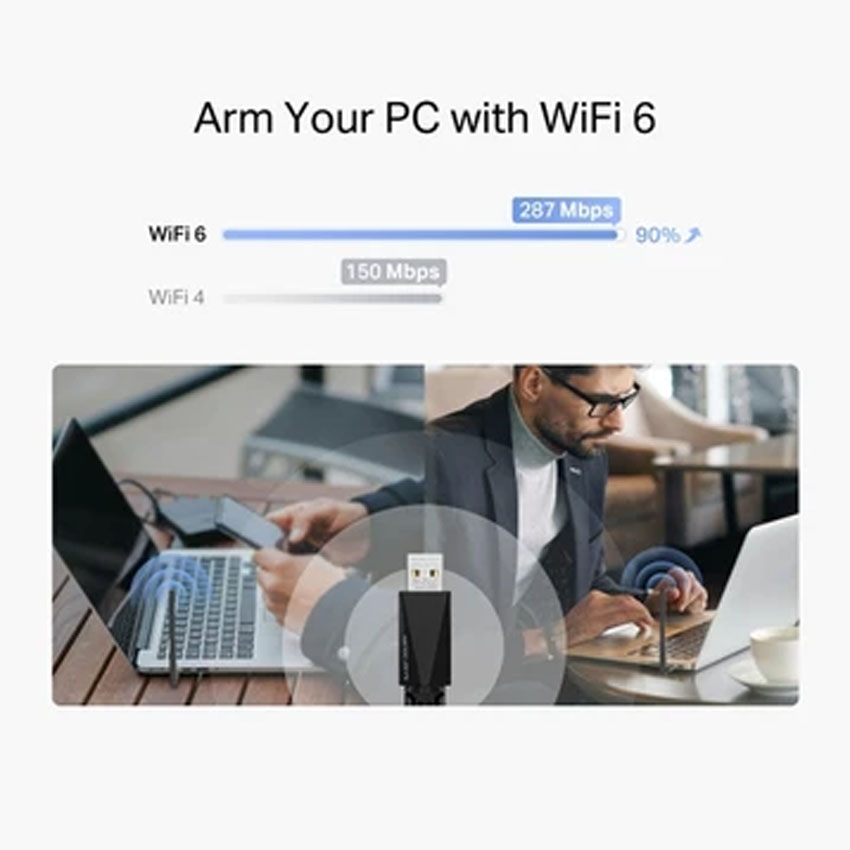 Card mạng không dây USB Wifi 6 Mercusys MA14H AX300 - Hình 2