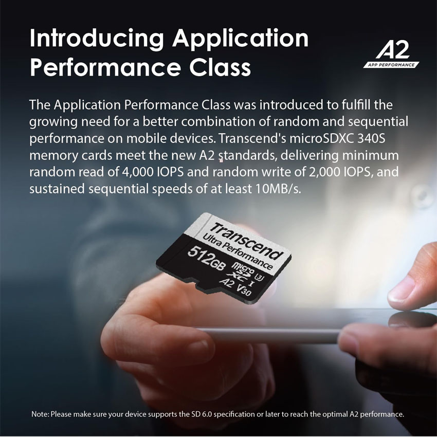 Thẻ nhớ Transcend 256GB microSD w adapter UHS-I U3 C10 V30 A2 Ultra Performance (TS256GUSD340S) 2