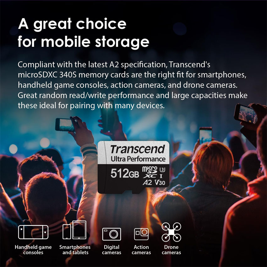 Thẻ nhớ Transcend 256GB microSD w adapter UHS-I U3 C10 V30 A2 Ultra Performance (TS256GUSD340S) 3