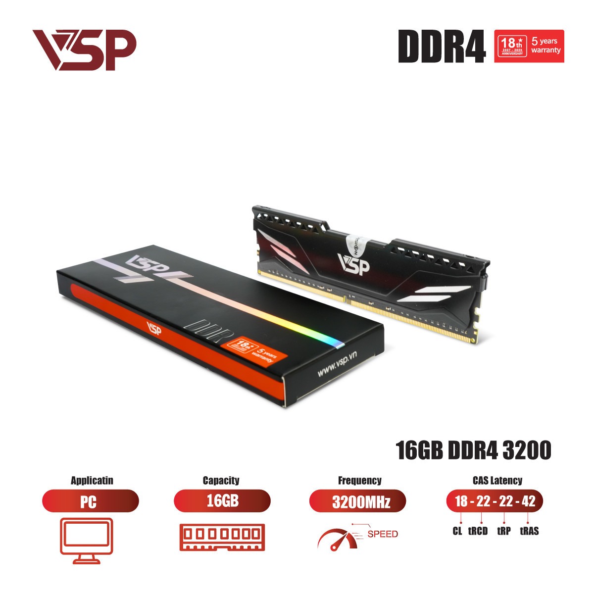 RAM Desktop VSP (DD04-16GDDR0143/0167) 16GB (1x16GB) DDR4 3200MHz - Hình 7