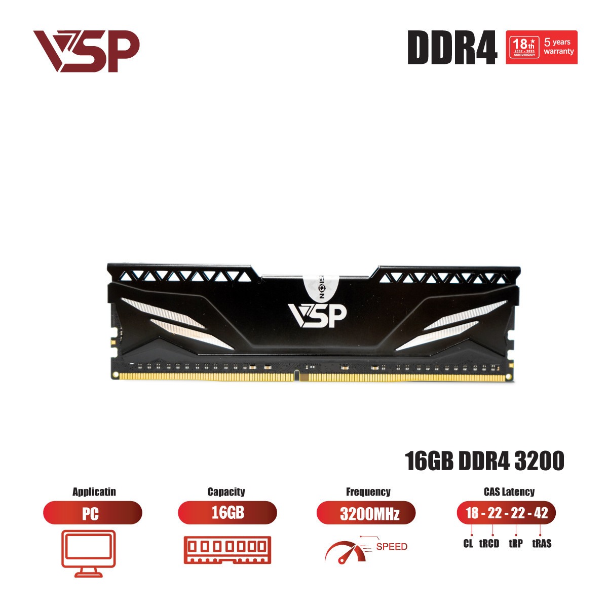 RAM Desktop VSP (DD04-16GDDR0143/0167) 16GB (1x16GB) DDR4 3200MHz - Hình 5