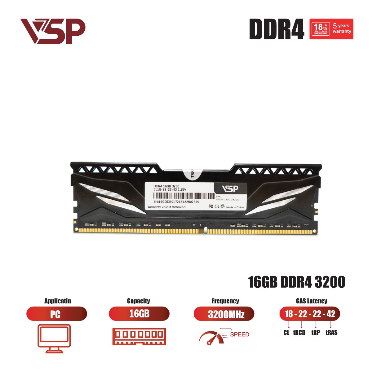 RAM Desktop VSP (DD04-16GDDR0143/0167) 16GB (1x16GB) DDR4 3200MHz - Hình 6
