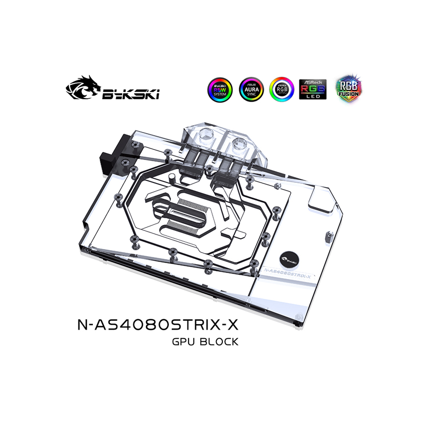 Block nước Bykski cho VGA ASUS RTX 4080 STRIX/TUF (N-AS4080STRIX-X 5V RBW)(BLVG0012) - Hình 1