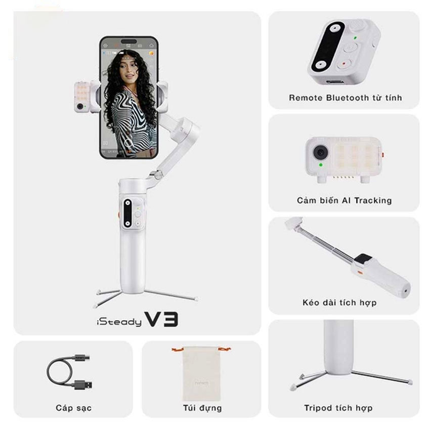 Gimbal Hohem iSteady V3 - Màu trắng - Hình 1
