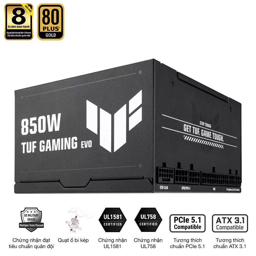Nguồn ASUS TUF GAMING 850G EVO - 850W (80 Plus Gold/ATX3.1/Full modular) - Hình 2