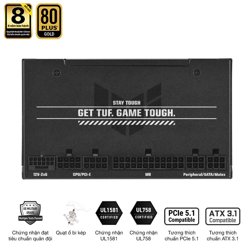 Nguồn ASUS TUF GAMING 850G EVO - 850W (80 Plus Gold/ATX3.1/Full modular) - Hình 8