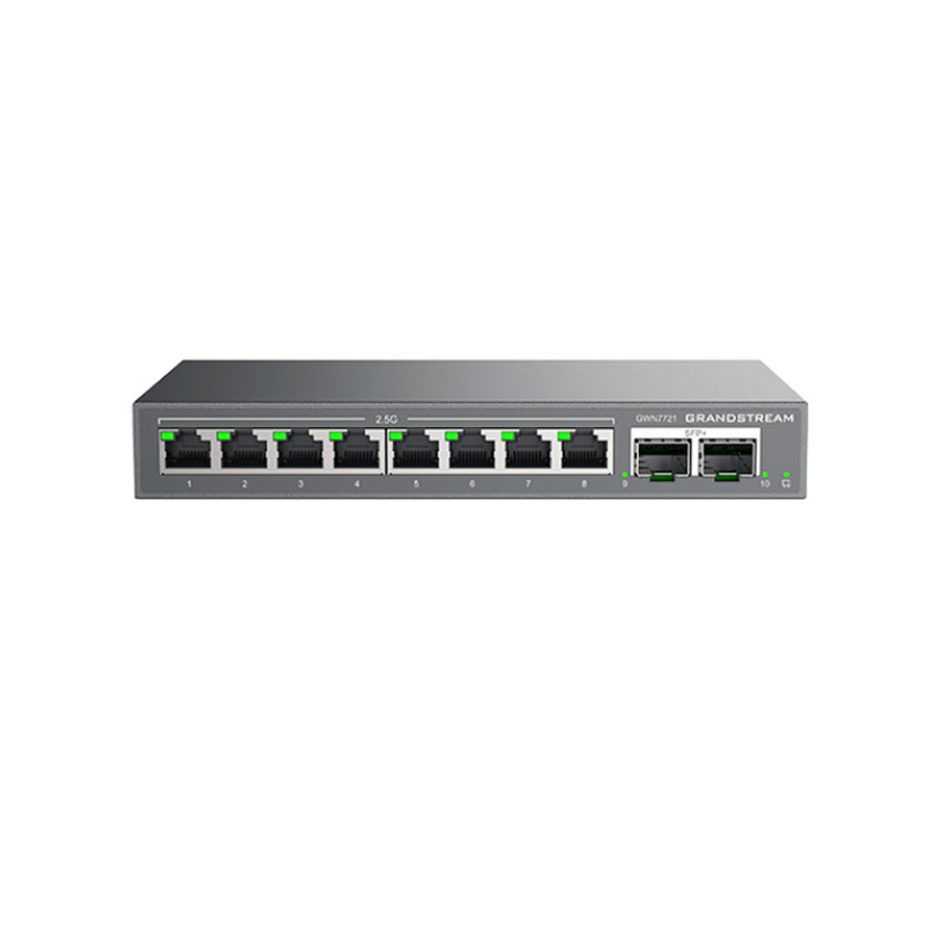 Switch 10 cổng L2 lite Grandstream GWN7721P (8 x cổng 2.5Gbps PoE/PoE+, 2 x cổng 10G SFP+) chính hãng