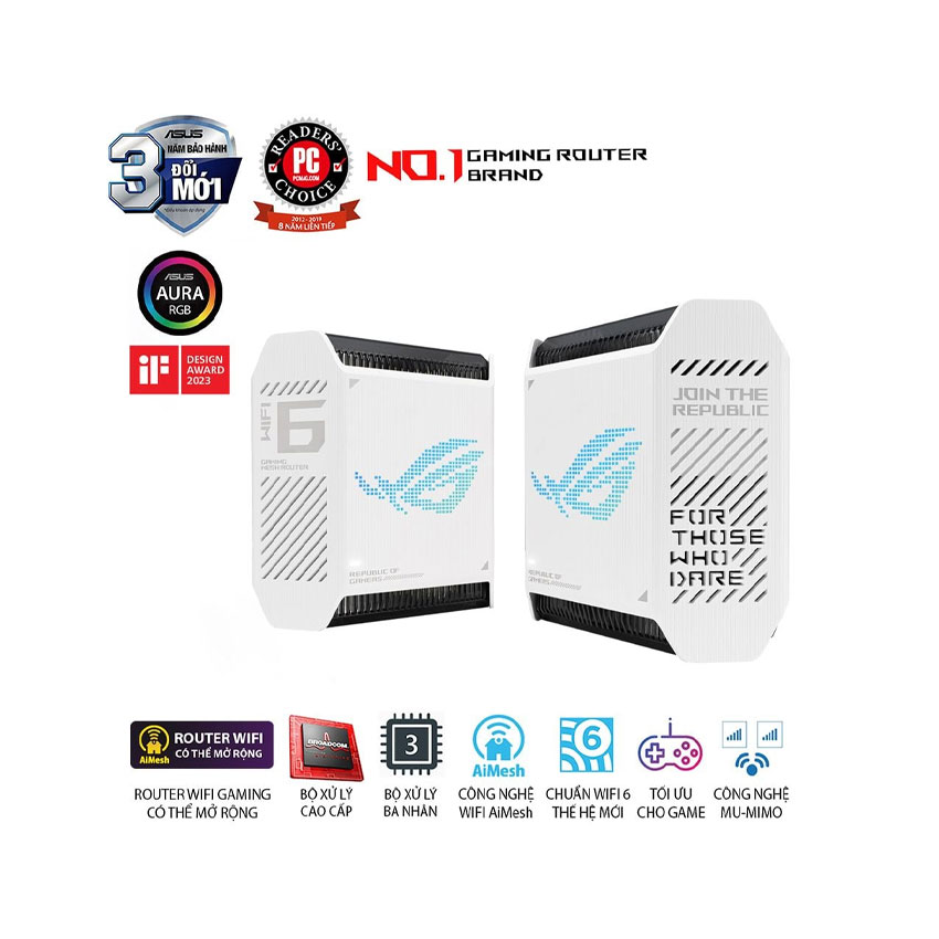 BỘ PHÁT WIFI MESH ASUS ROG RAPTURE GT6 W CHUẨN AX11000 (MÀU TRẮNG)