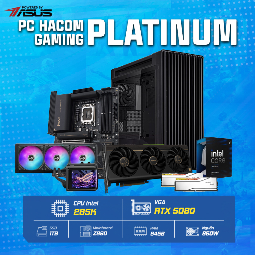 PC HACOM PLATINUM PRO 031 PRO ART ( Intel Core Ultra 285K / VGA RTX 5080 ) POWERED BY ASUS