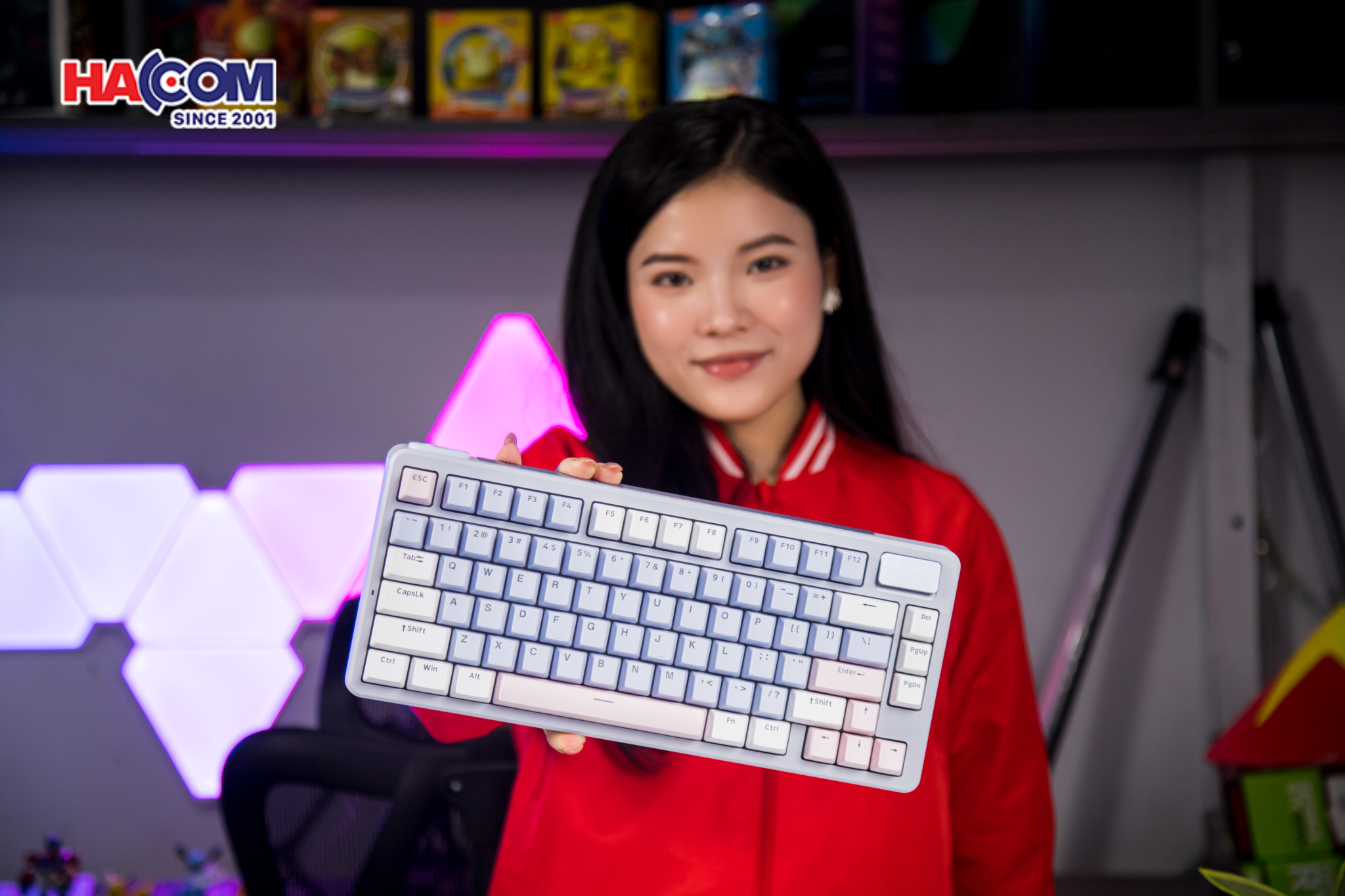 Bàn phím cơ Gaming Rapoo V700DIY-75 (Xanh Dương/Xám/Hồng) 3