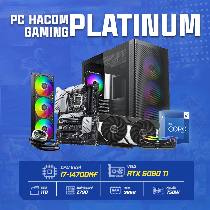 PC HACOM PLATINUM PRO 033 ( INTEL i7 14700KF/ WIFI/ VGA RTX 5060Ti )
