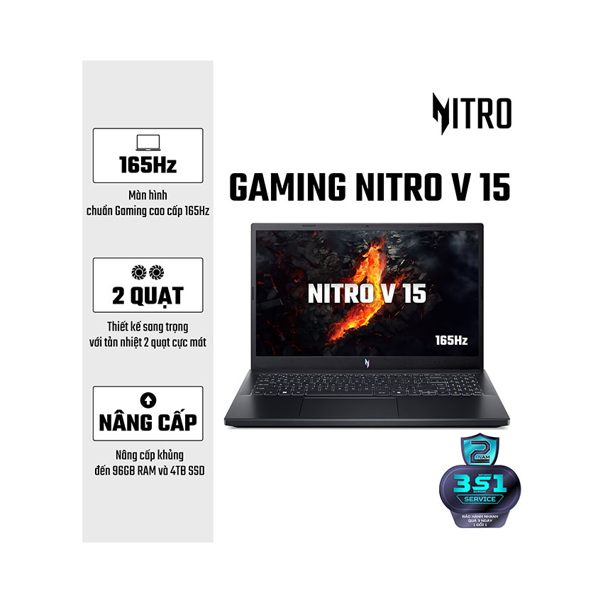 Laptop Acer Gaming Nitro ProPanel ANV15-41-R0FE (NH.QPFSV.005) (R7-7735HS/1*16GB/512GB SSD/GeForce RTX 3050 6GB/15.6 inch FHD 180Hz/Win 11/Đen) chính hãng
