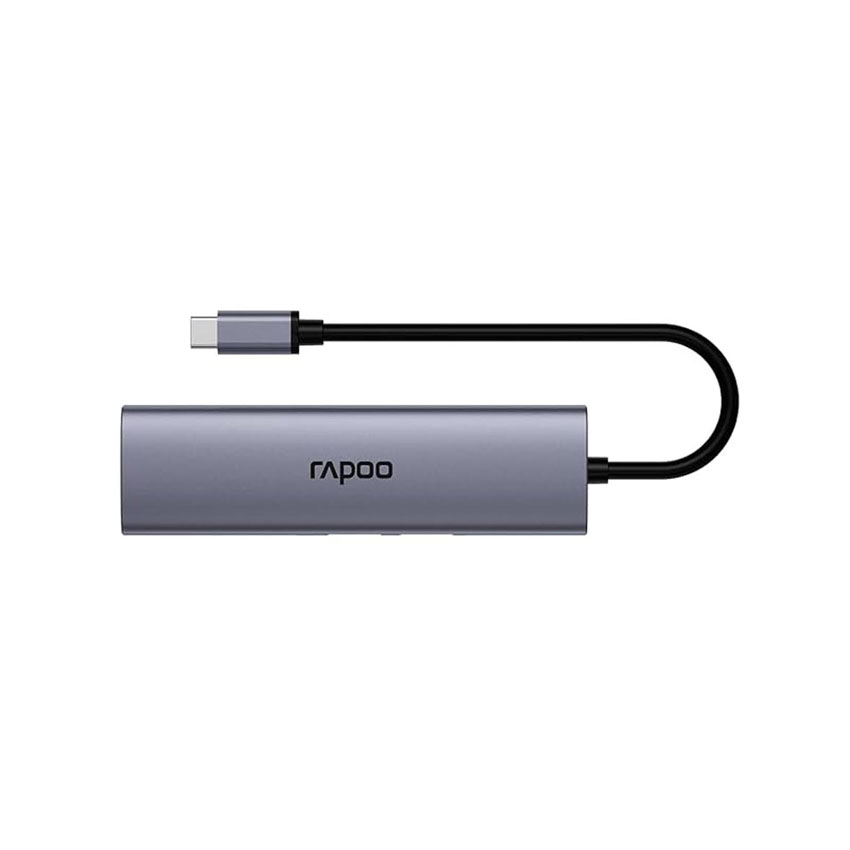 Bộ chuyển đổi RAPOO USB-C to HDMI, USB-C, USB 3.0 x2, PD, TF (XD61)