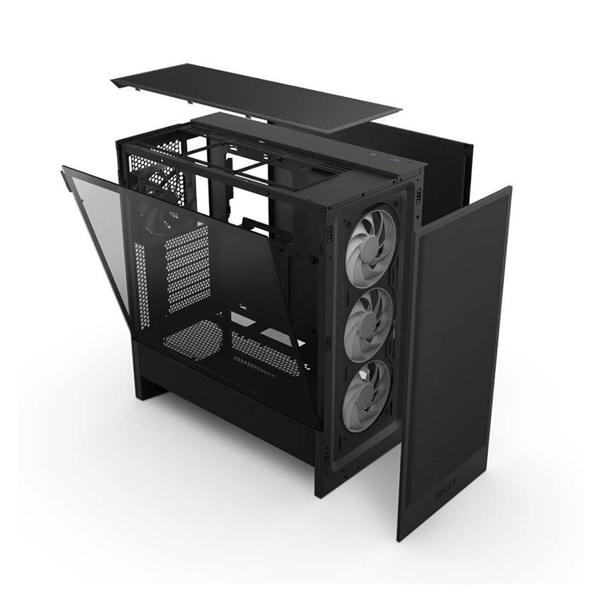 Vỏ Case NZXT H5 FLOW RGB (V2) ALL BLACK (ATX/4 fan) - Hình 3