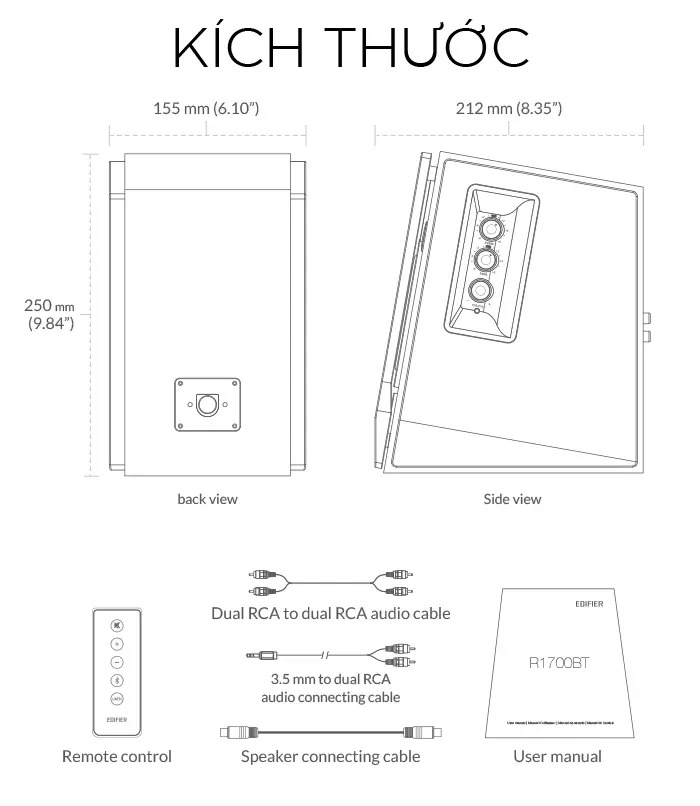 Loa Edifier R1700BT 2.0 - Màu nâu 6