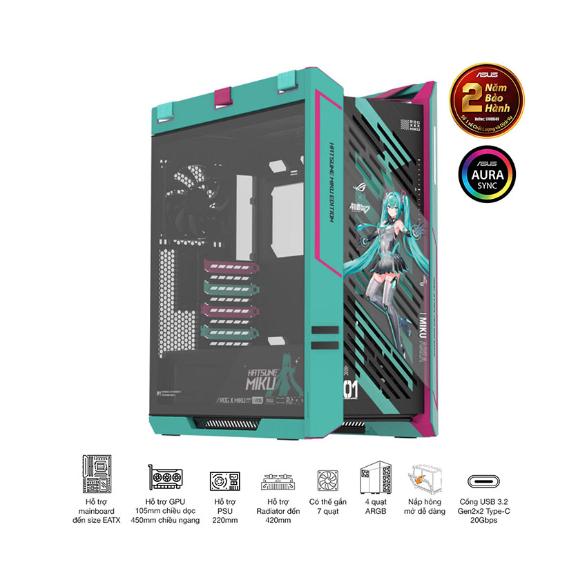 VỎ CASE ASUS ROG STRIX HELIOS II GX601S - HATSUNE MIKU EDITION (EATX/4 FAN 140MM)