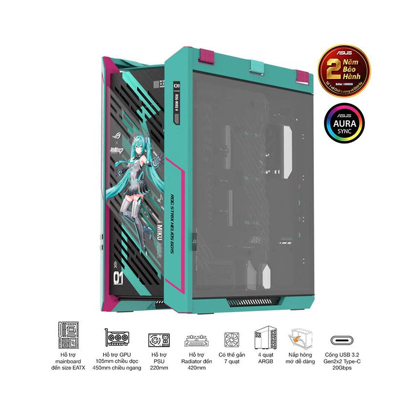Vỏ Case ASUS ROG STRIX Helios II GX601S - Hatsune Miku Edition (eATX4 fan 140mm) 1