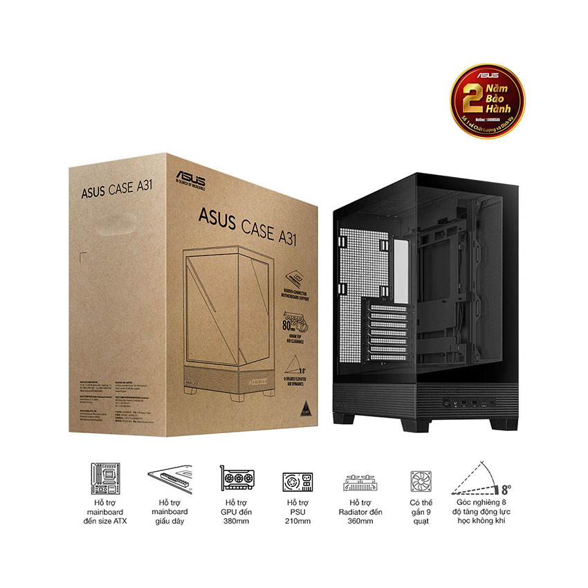 Vỏ Case Asus A31 TG BLACK (ATX/Mid tower)