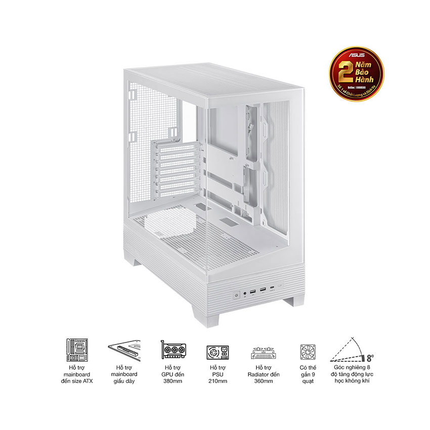 Vỏ Case Asus A31 TG WHITE (ATX/Mid tower) 7