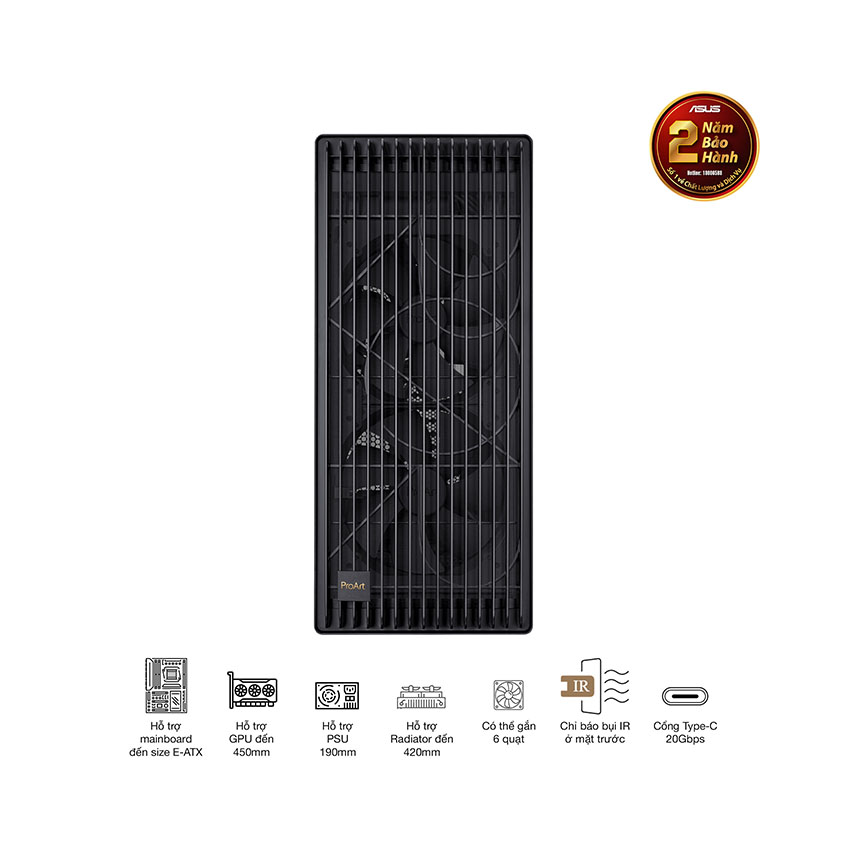 Vỏ Case Asus PA602 ProArt WOOD TG PWM Black (EATX/Full tower/3 fan) 6