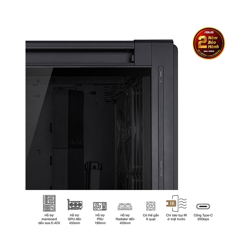 Vỏ Case Asus PA602 ProArt WOOD TG PWM Black (EATX/Full tower/3 fan) 3