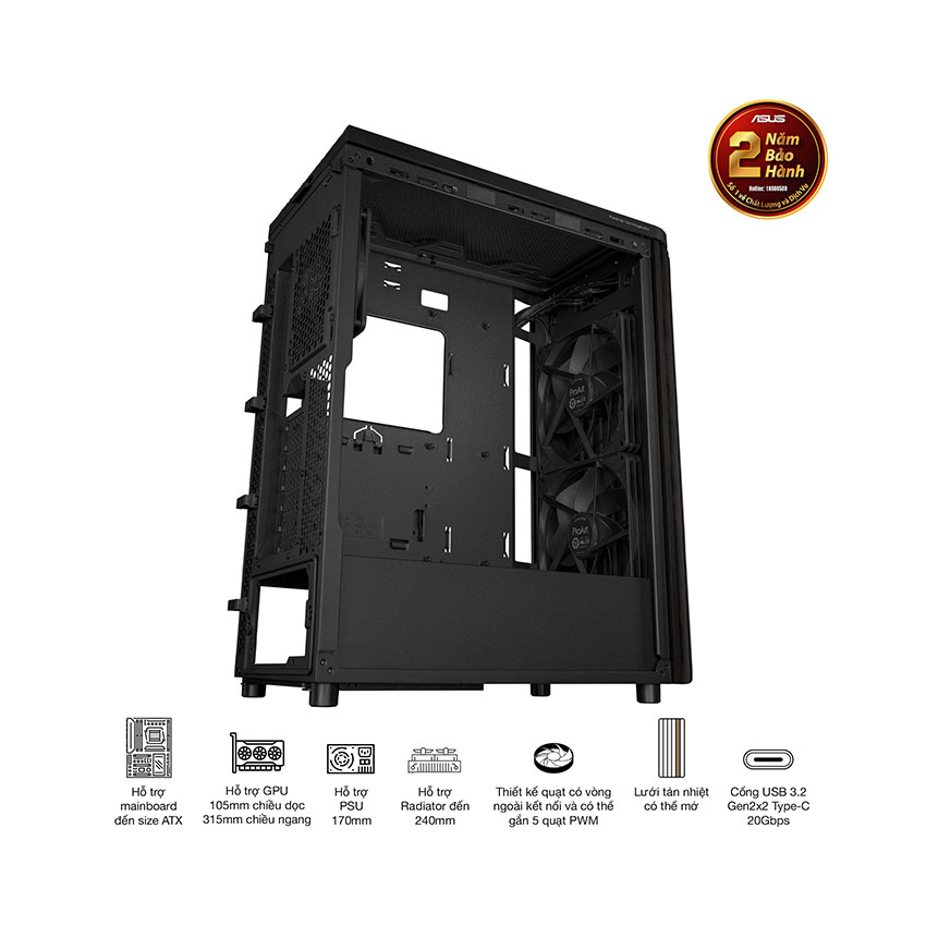 Vỏ Case Asus PROART PA401 WOOD MTL PWM BLACK (ATX/Mid tower) 12