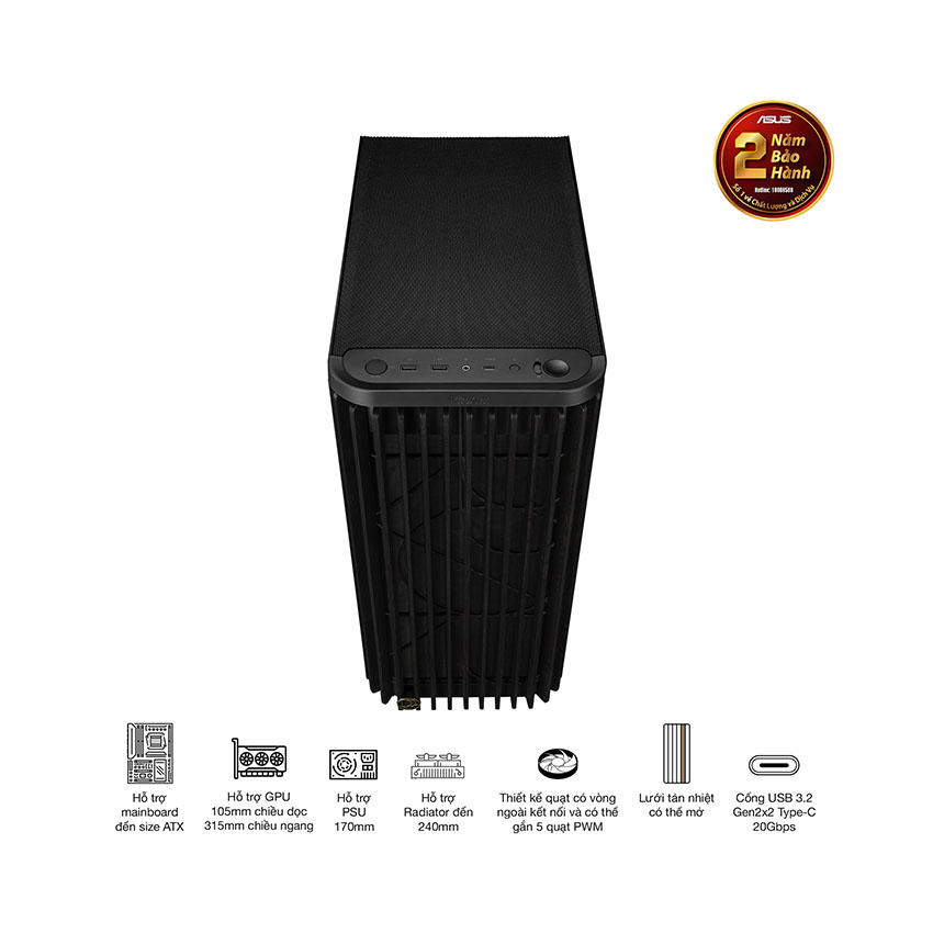 Vỏ Case Asus PROART PA401 WOOD MTL PWM BLACK (ATX/Mid tower) 4