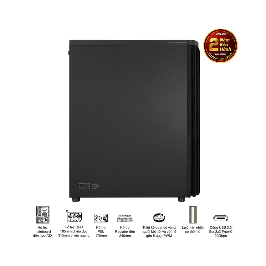 Vỏ Case Asus PROART PA401 WOOD MTL PWM BLACK (ATX/Mid tower) 10