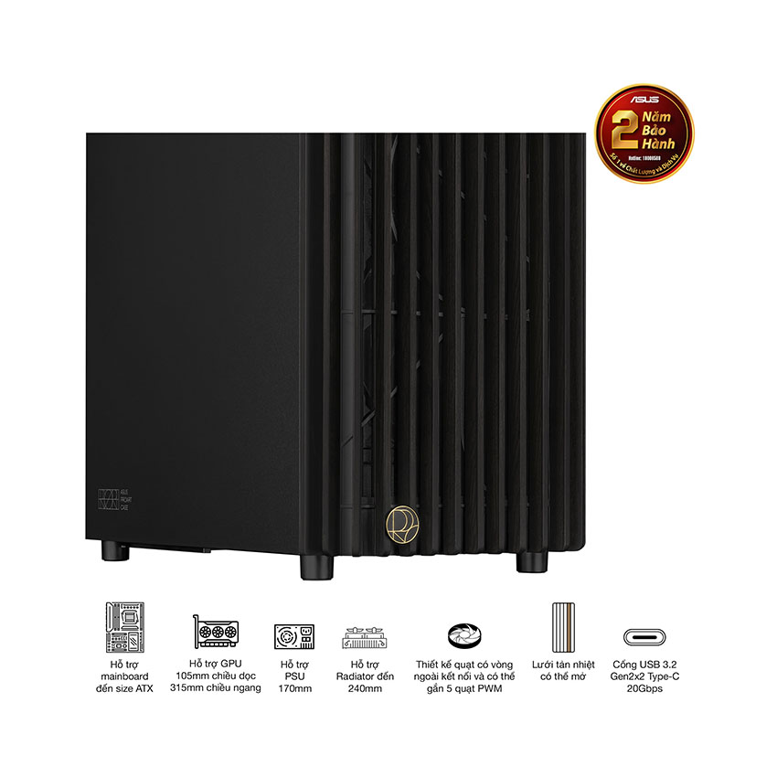 Vỏ Case Asus PROART PA401 WOOD MTL PWM BLACK (ATX/Mid tower) 9
