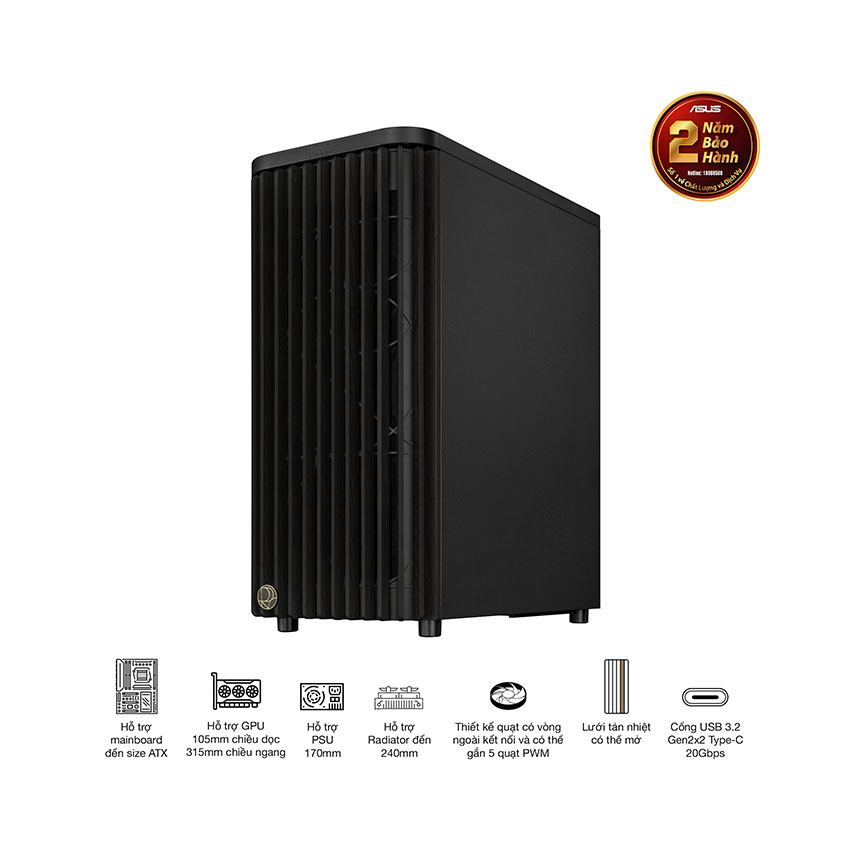Vỏ Case Asus PROART PA401 WOOD TG PWM BLACK (ATX/Mid tower) 12