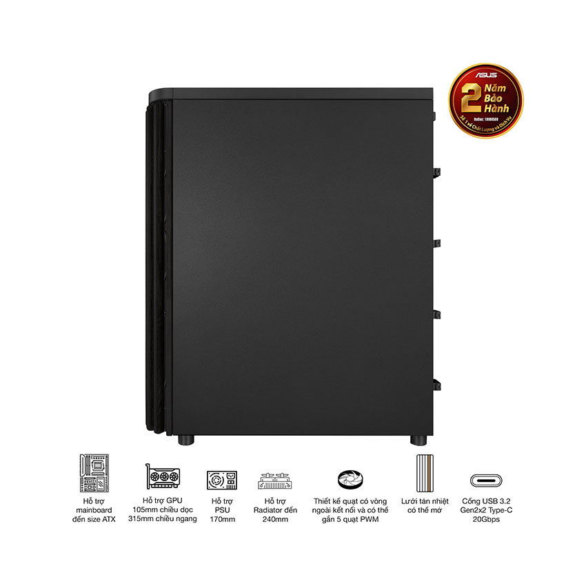 Vỏ Case Asus PROART PA401 WOOD TG PWM BLACK (ATX/Mid tower) 8