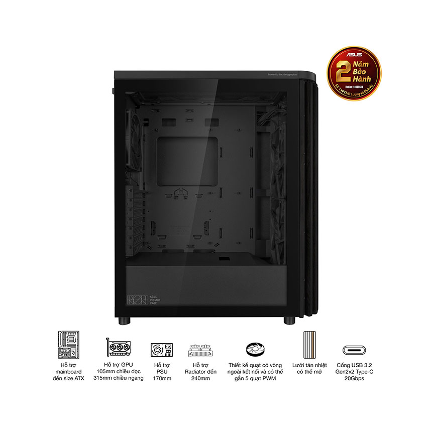 Vỏ Case Asus PROART PA401 WOOD TG PWM BLACK (ATX/Mid tower) 7