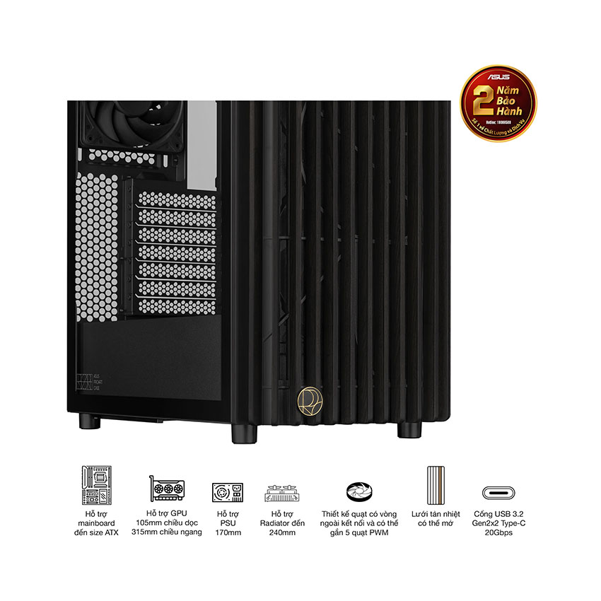 Vỏ Case Asus PROART PA401 WOOD TG PWM BLACK (ATX/Mid tower) 6