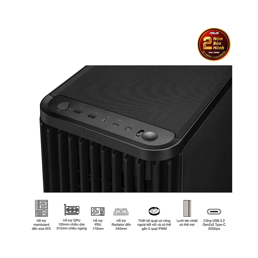 Vỏ Case Asus PROART PA401 WOOD TG PWM BLACK (ATX/Mid tower) 5