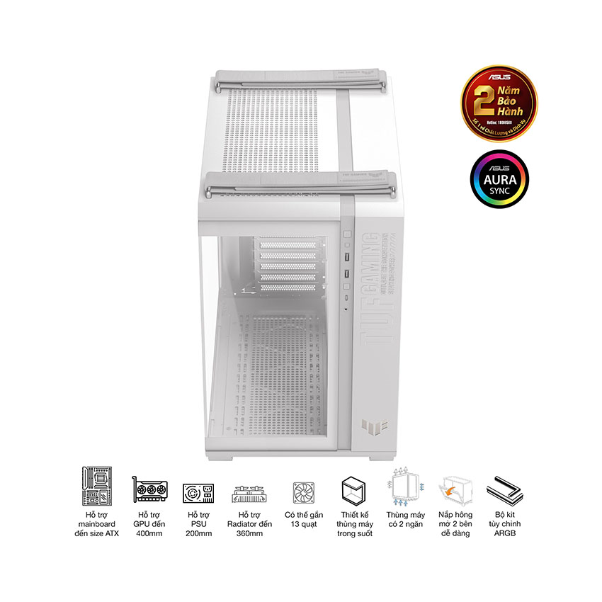 Vỏ Case Asus TUF GAMING GT502 HORIZON WHITE(ATX/Mid tower) 4