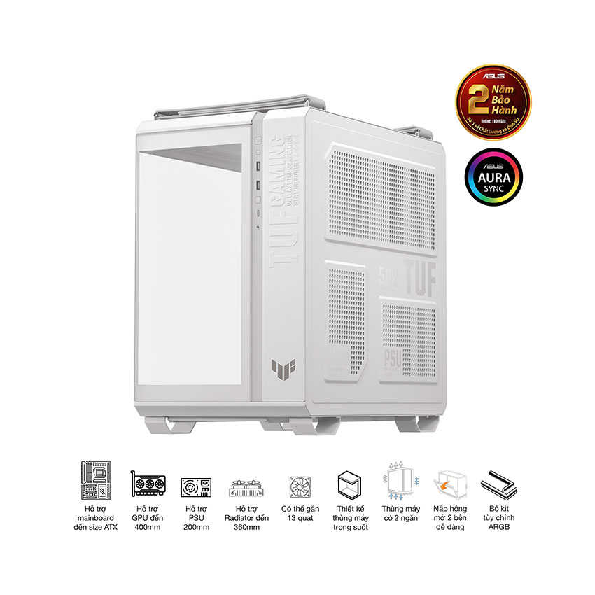 Vỏ Case Asus TUF GAMING GT502 HORIZON WHITE(ATX/Mid tower) 9