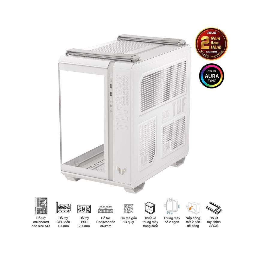 Vỏ Case Asus TUF GAMING GT502 HORIZON WHITE(ATX/Mid tower) 8