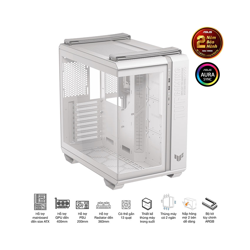 Vỏ Case Asus TUF GAMING GT502 HORIZON WHITE(ATX/Mid tower) 7